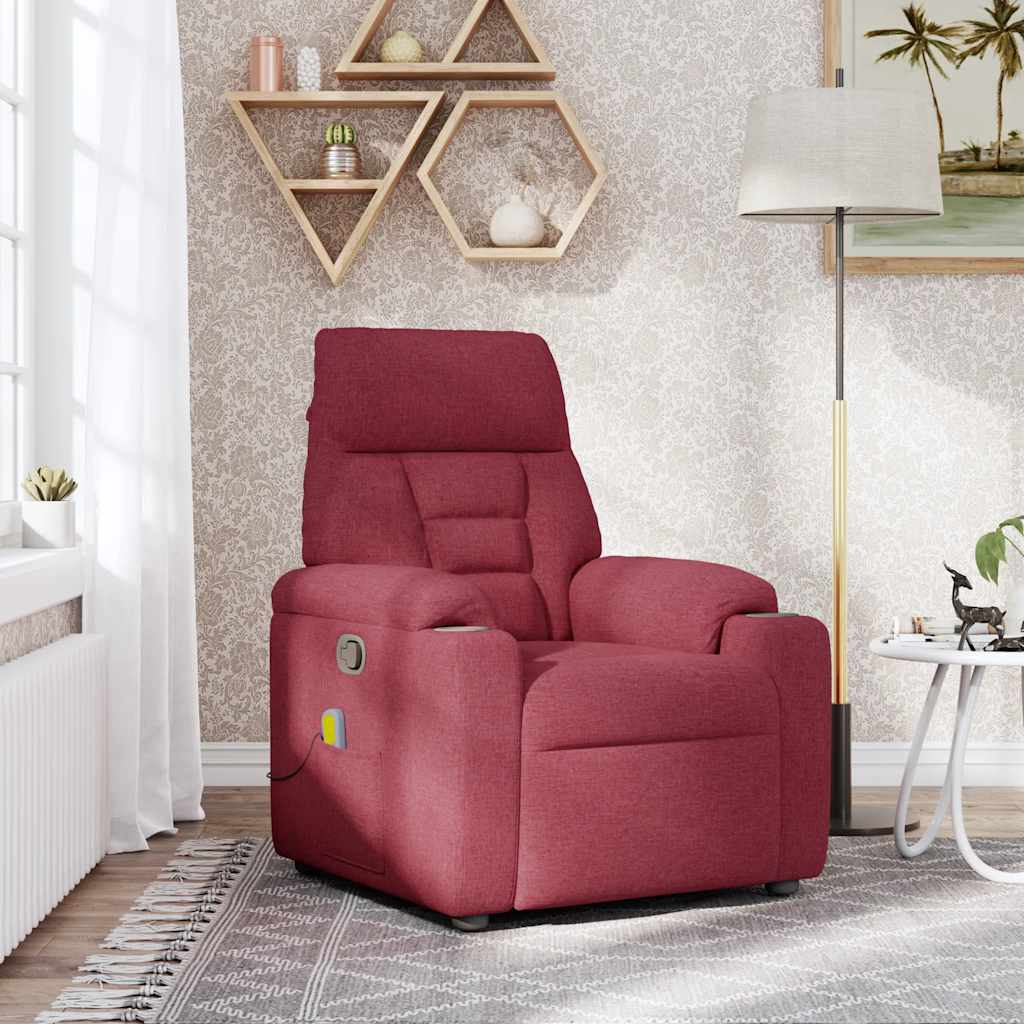 Fotoliu de masaj rabatabil, roșu vin, material textil GartenMobel Dekor