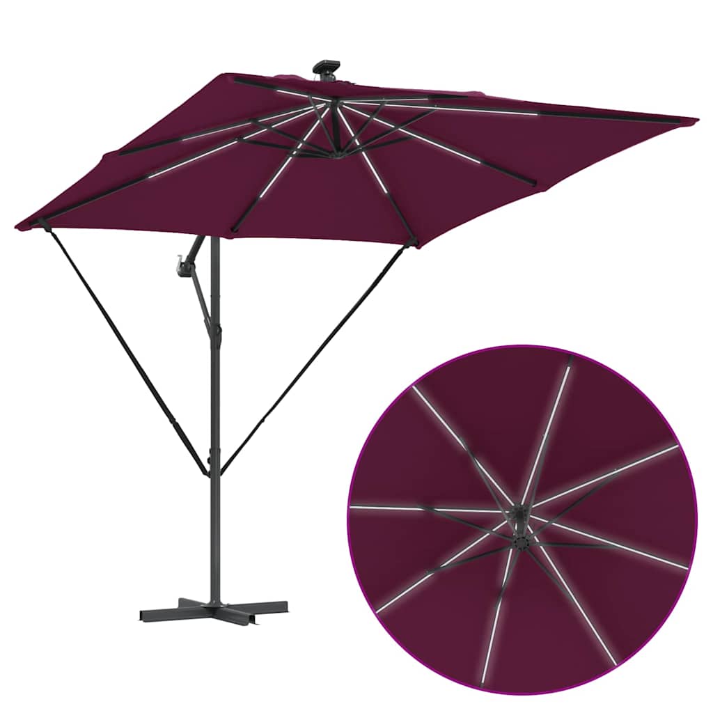 Parasol banana cu brațe Roșu bordo 249 x 249 x 250 cm GartenMobel Dekor