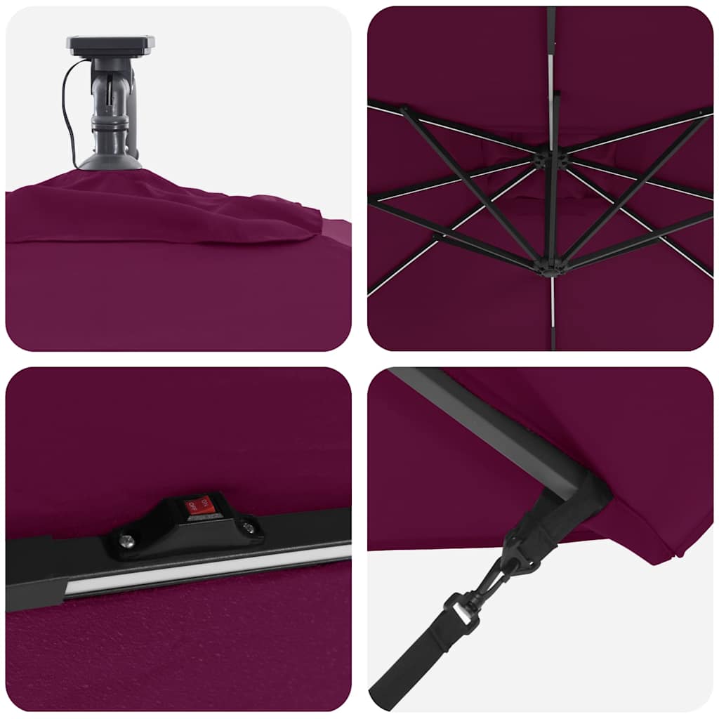 Parasol banana cu brațe Roșu bordo 249 x 249 x 250 cm GartenMobel Dekor