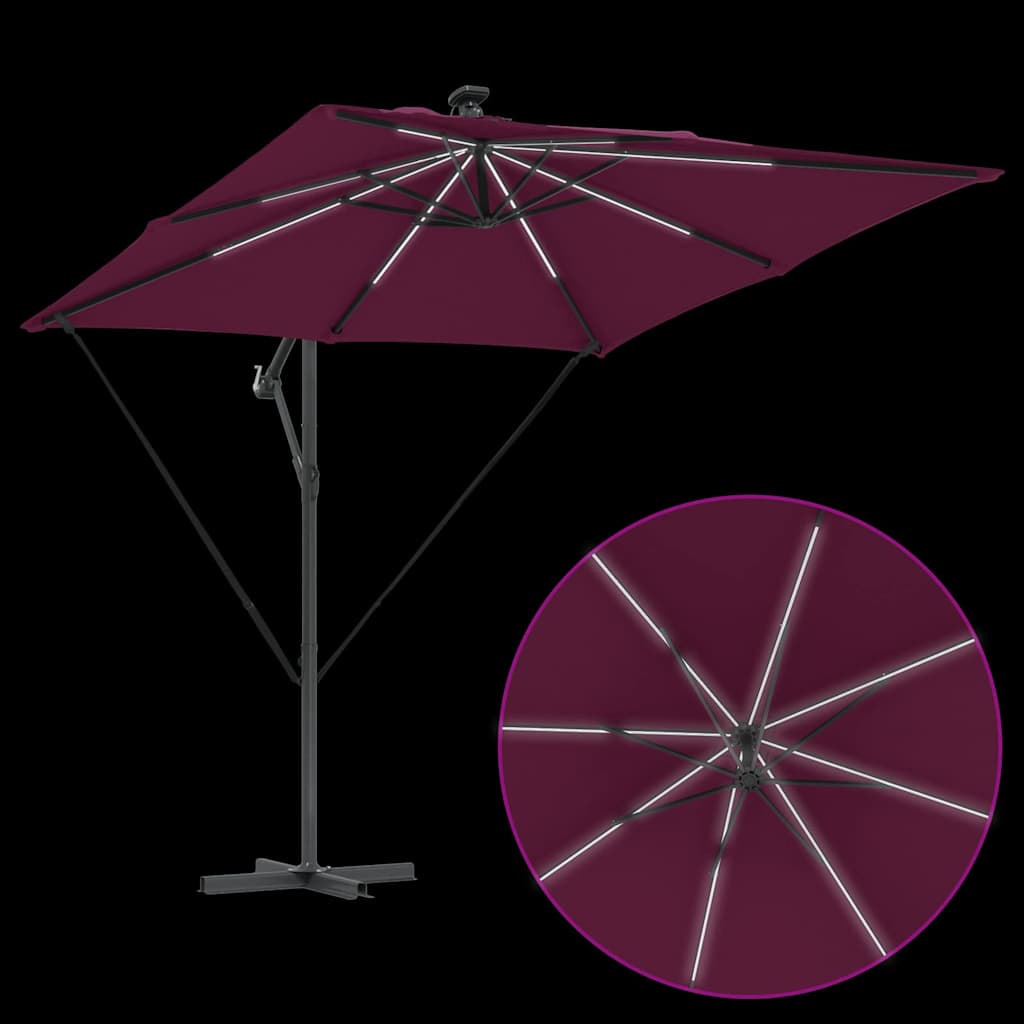Parasol banana cu brațe Roșu bordo 249 x 249 x 250 cm GartenMobel Dekor