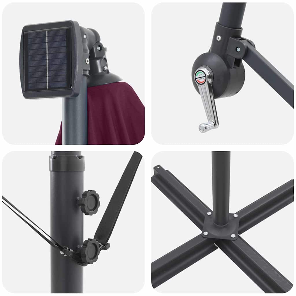 Parasol banana cu brațe Roșu bordo 294 x 200 x 254 cm GartenMobel Dekor