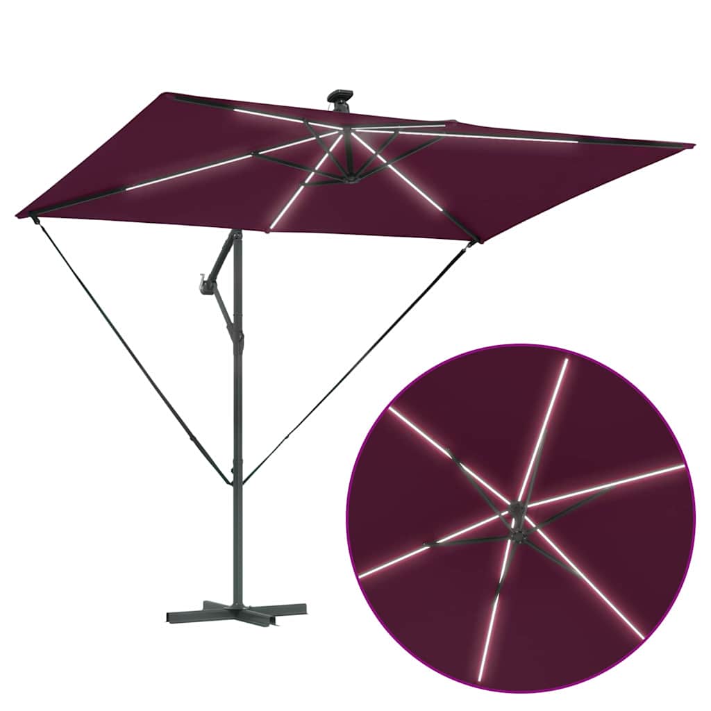 Parasol banana cu brațe Roșu bordo 294 x 200 x 254 cm GartenMobel Dekor