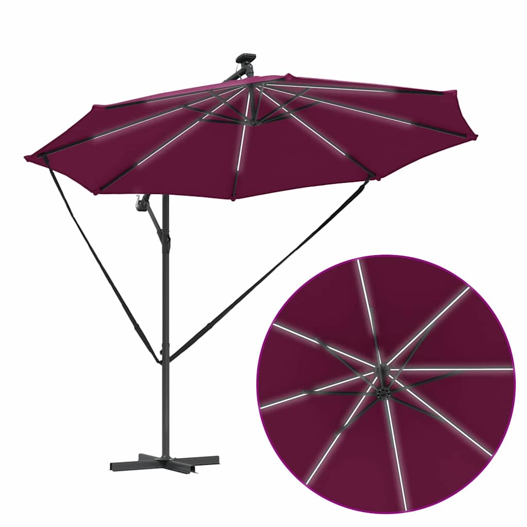 Parasol banana cu brațe Roșu bordo 294 x 294 x 248 cm GartenMobel Dekor