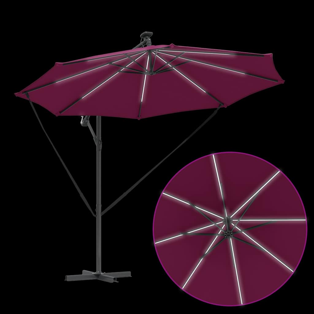 Parasol banana cu brațe Roșu bordo 294 x 294 x 248 cm GartenMobel Dekor