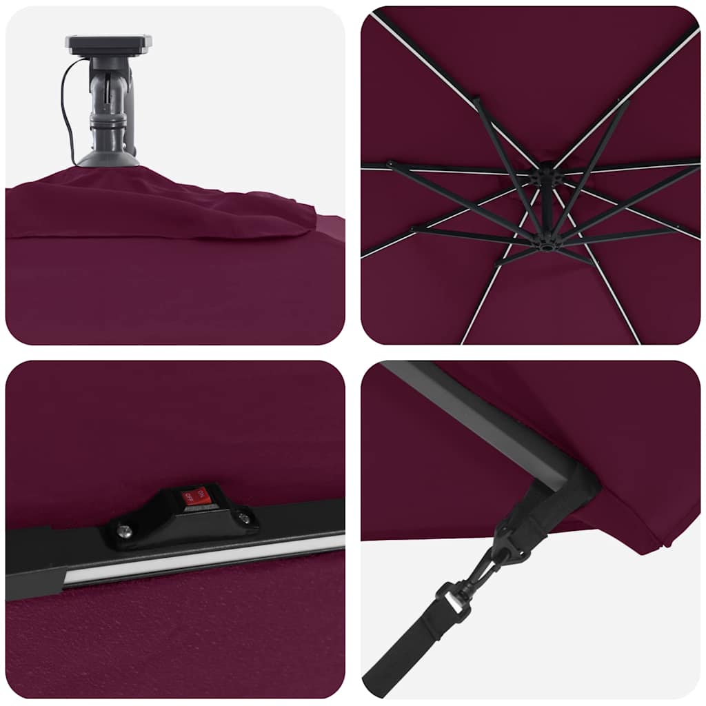 Parasol banana cu brațe Roșu bordo 294 x 294 x 248 cm GartenMobel Dekor