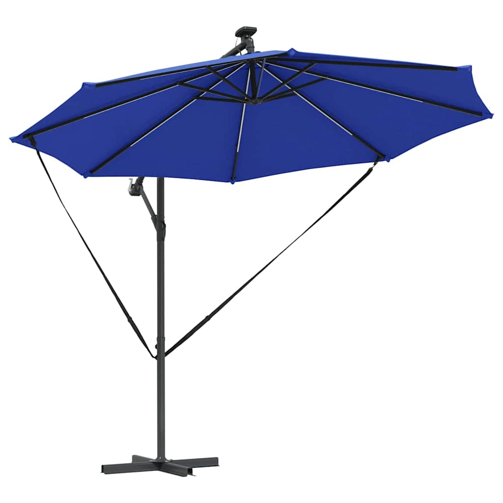 Parasol banana cu brațe albastru azur 294 x 294 x 248 cm GartenMobel Dekor