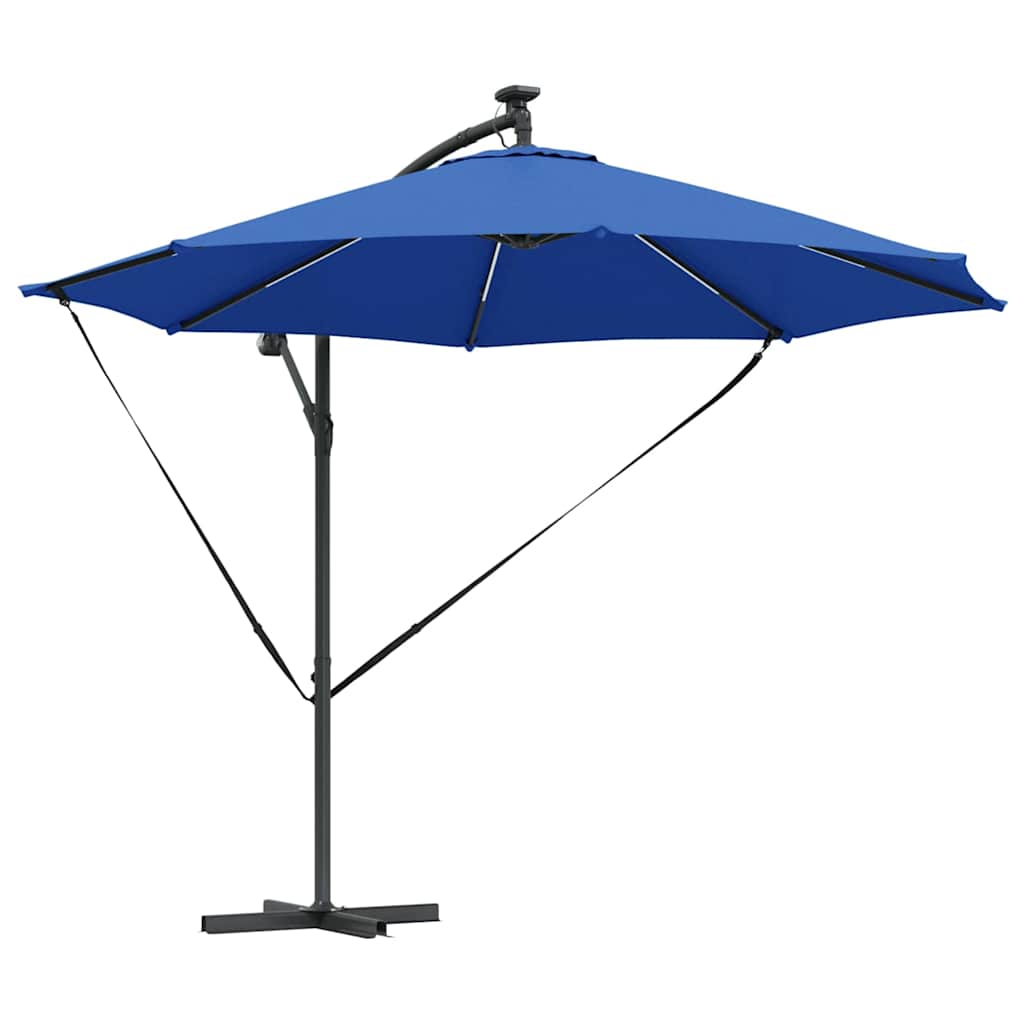 Parasol banana cu brațe albastru azur 294 x 294 x 248 cm GartenMobel Dekor