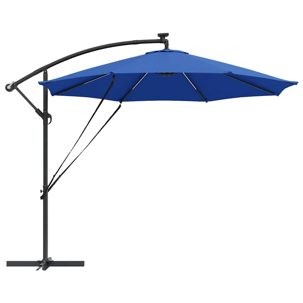 Parasol banana cu brațe albastru azur 294 x 294 x 248 cm GartenMobel Dekor