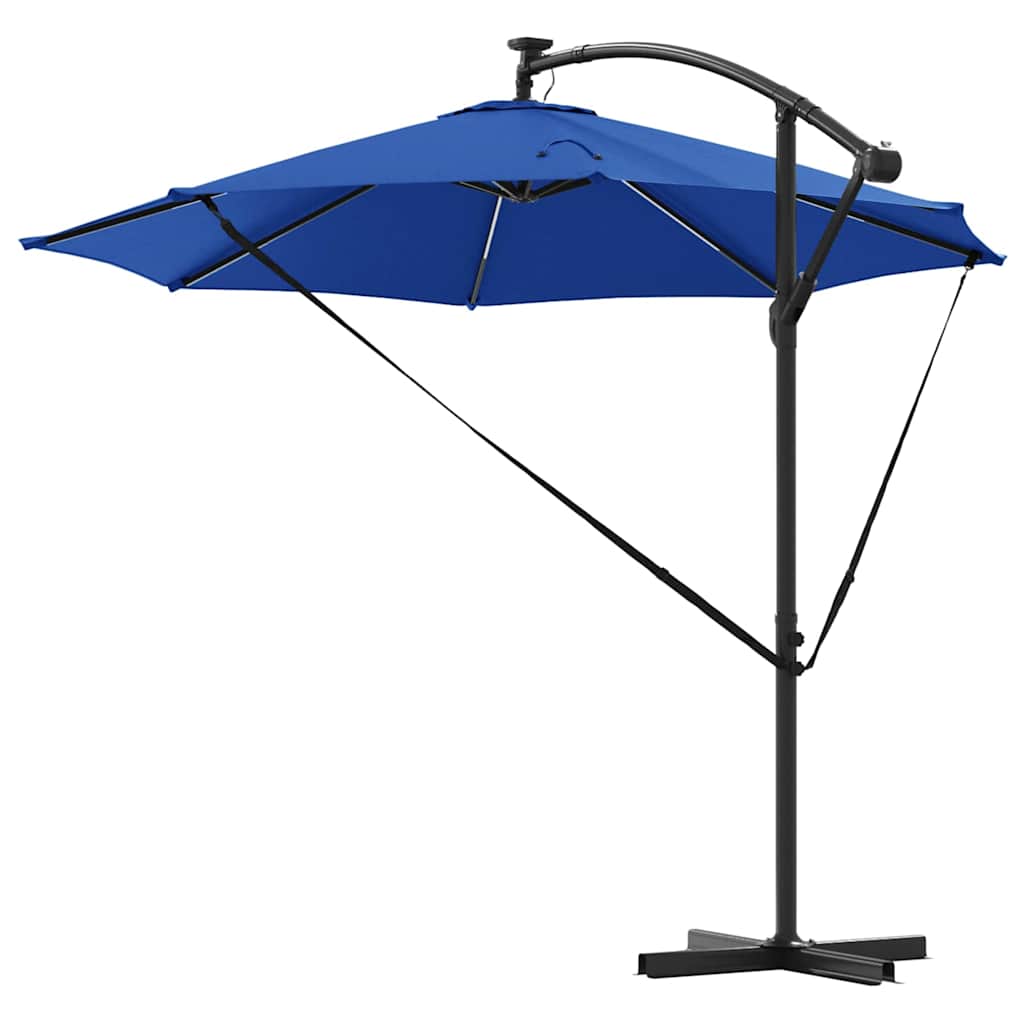 Parasol banana cu brațe albastru azur 294 x 294 x 248 cm GartenMobel Dekor
