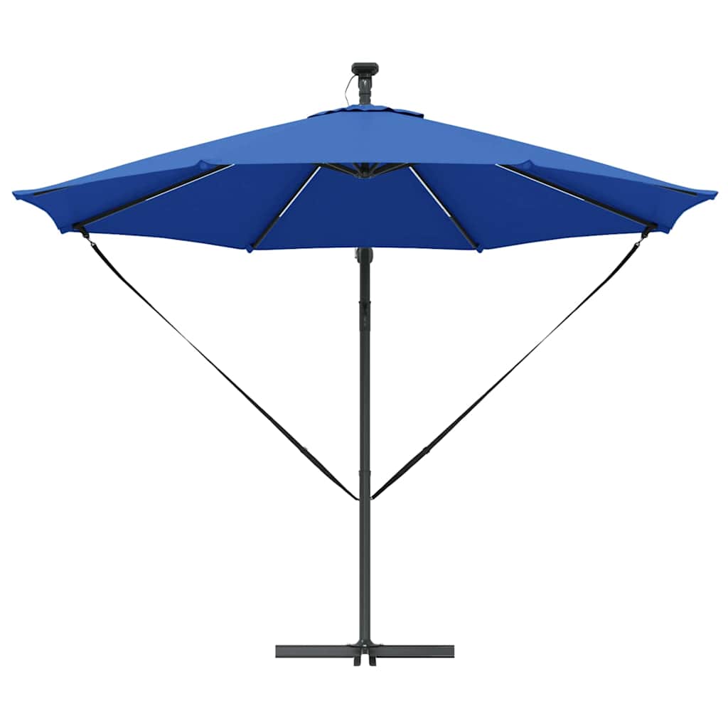 Parasol banana cu brațe albastru azur 294 x 294 x 248 cm GartenMobel Dekor