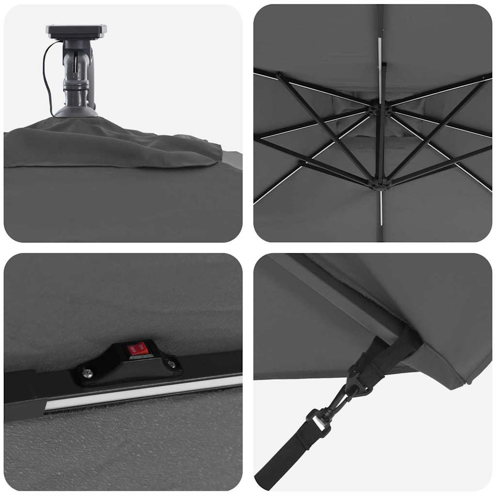 Parasol banana cu brațe cu blocare Antracit 249 x 249 x 250 cm GartenMobel Dekor