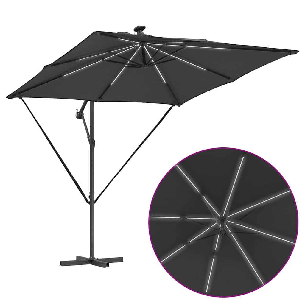 Parasol banana cu brațe cu blocare Antracit 249 x 249 x 250 cm GartenMobel Dekor