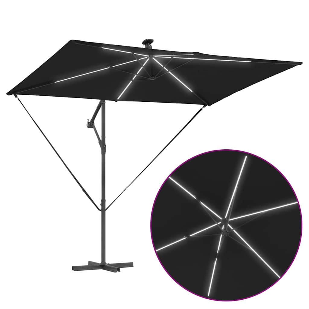 Parasol banana cu brațe cu blocare Negru 294 x 200 x 254 cm GartenMobel Dekor
