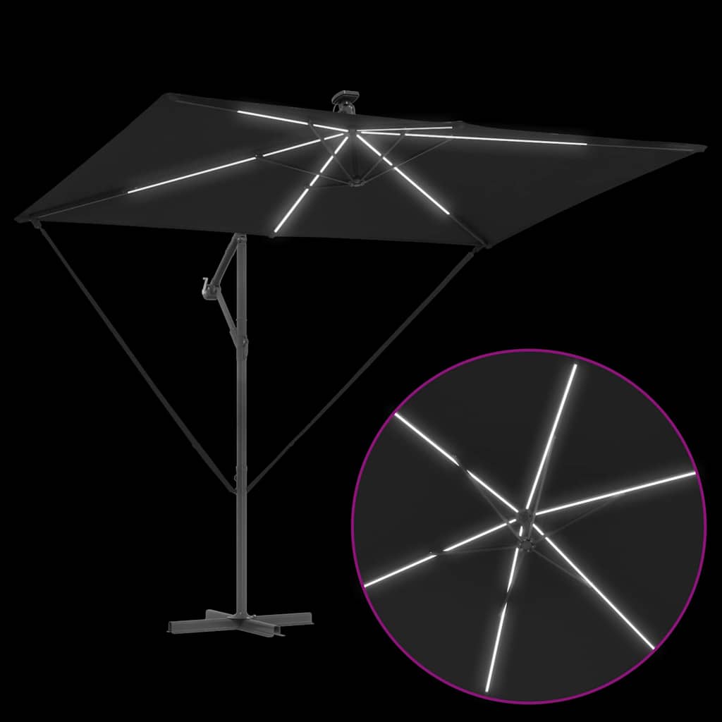 Parasol banana cu brațe cu blocare Negru 294 x 200 x 254 cm GartenMobel Dekor