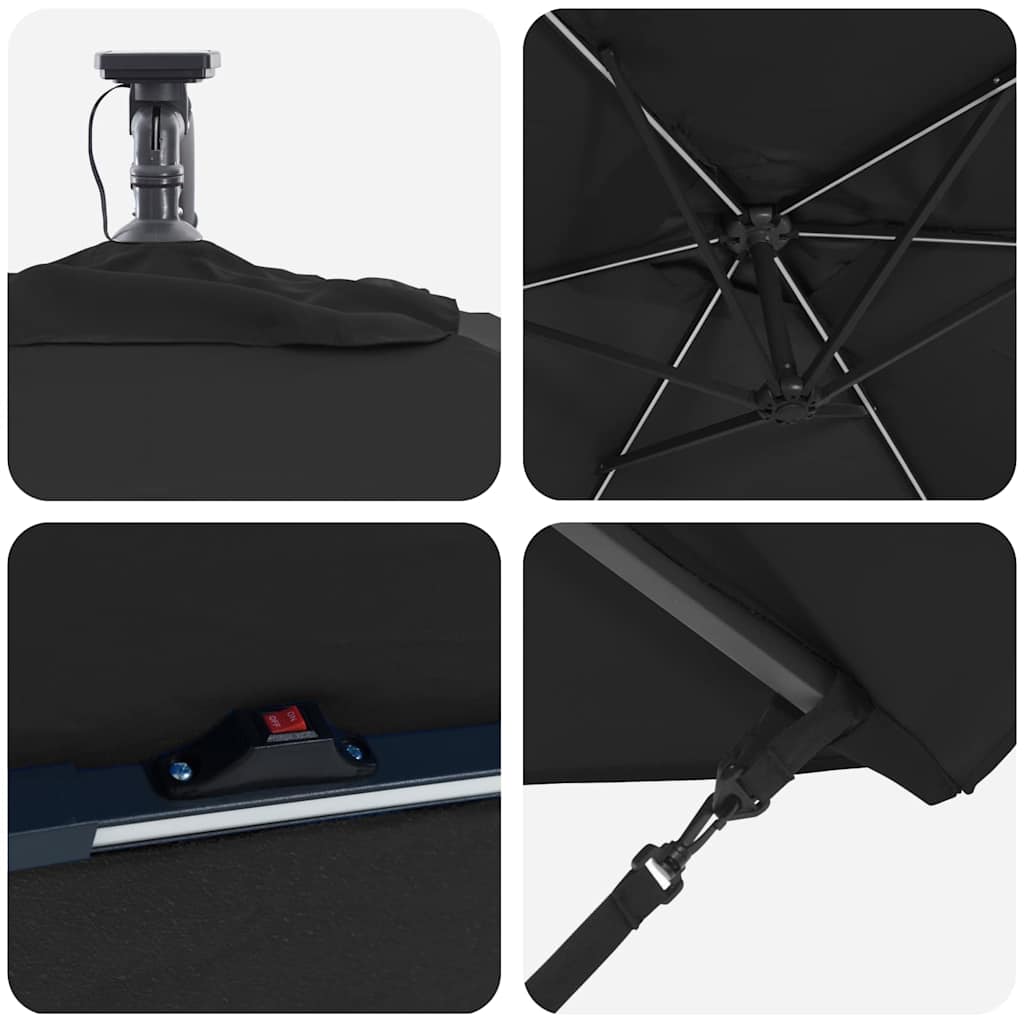 Parasol banana cu brațe cu blocare Negru 294 x 200 x 254 cm GartenMobel Dekor