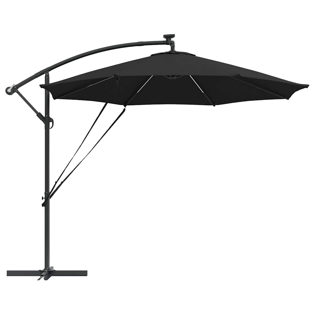 Parasol banana cu brațe cu blocare Negru 294 x 294 x 248 cm GartenMobel Dekor