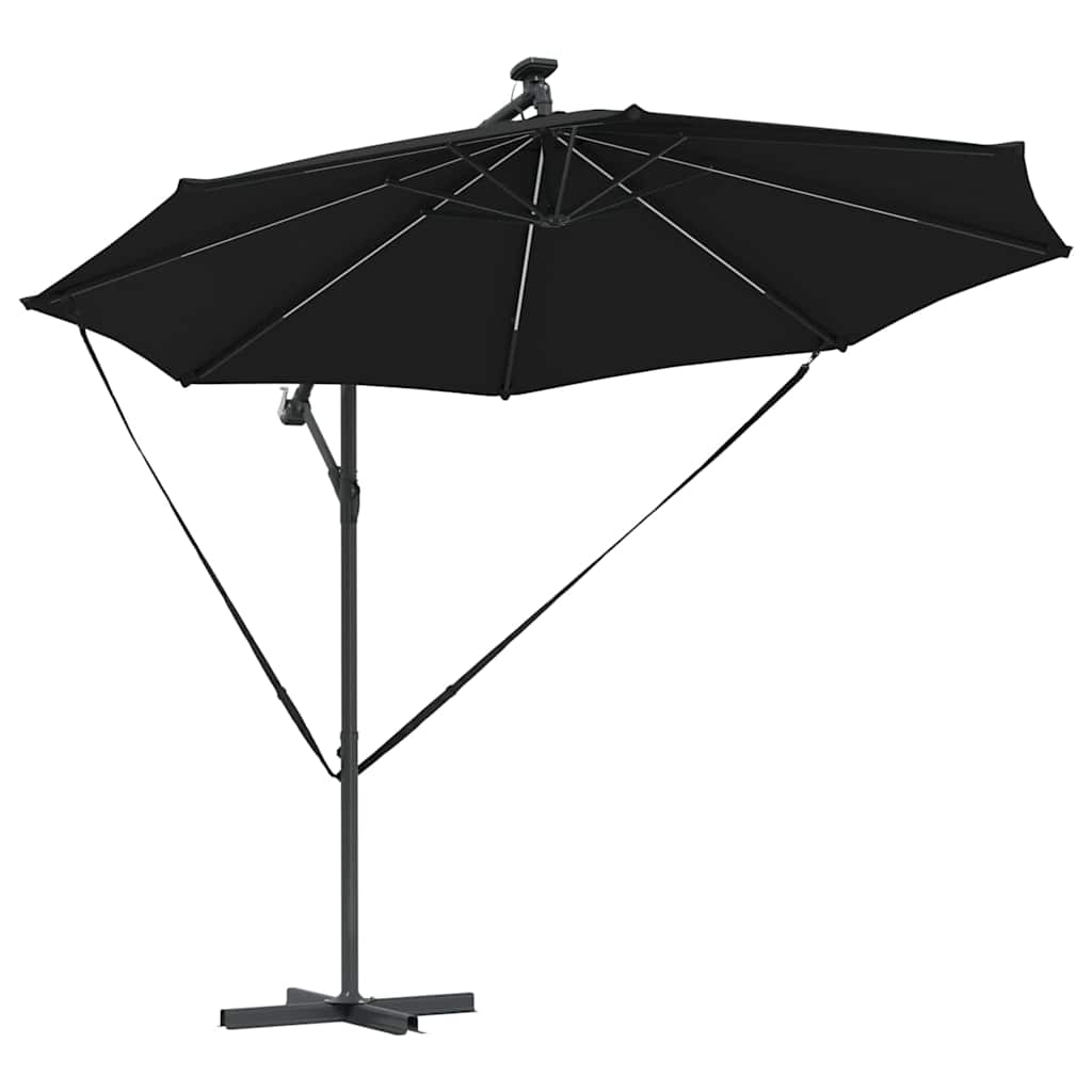 Parasol banana cu brațe cu blocare Negru 294 x 294 x 248 cm GartenMobel Dekor