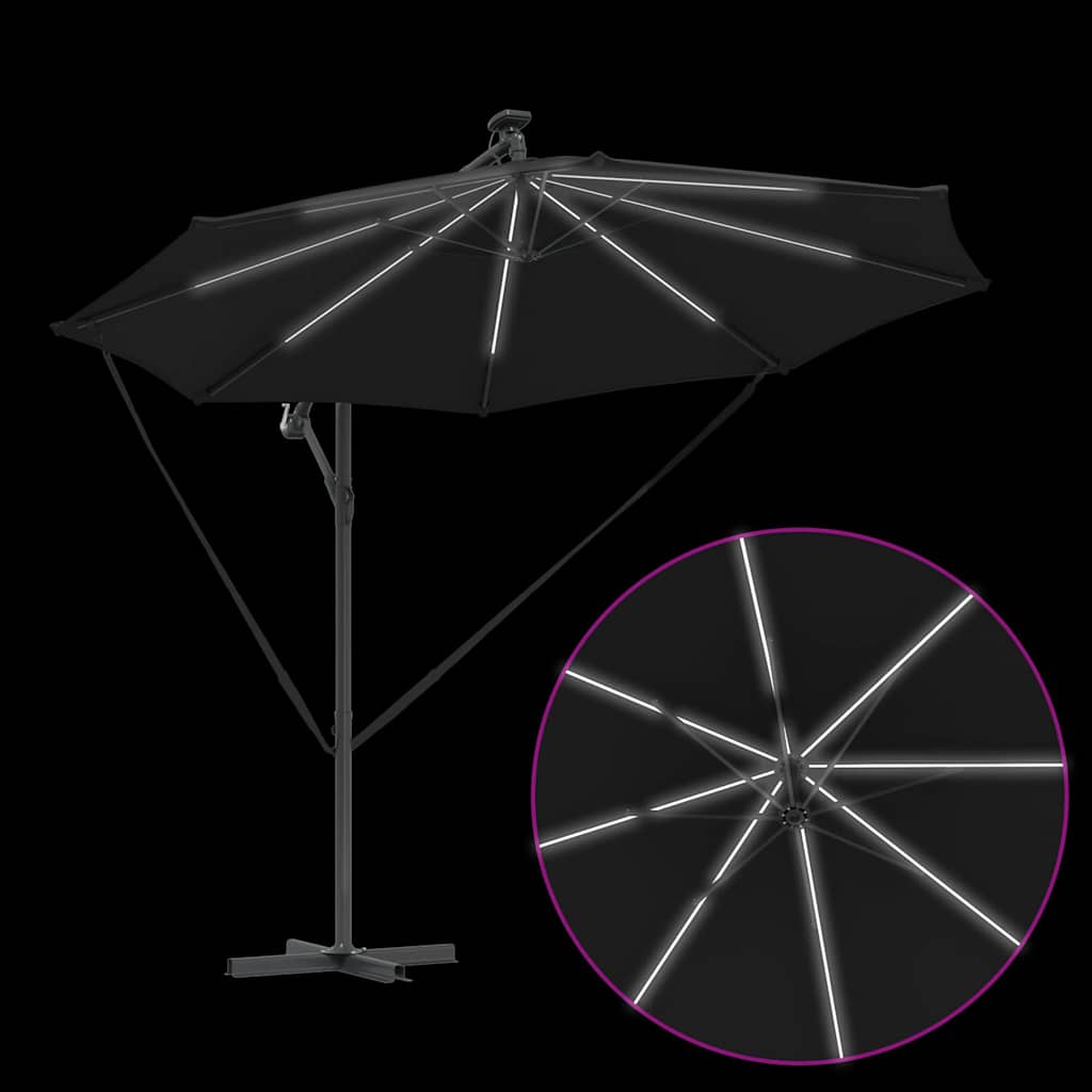 Parasol banana cu brațe cu blocare Negru 294 x 294 x 248 cm GartenMobel Dekor
