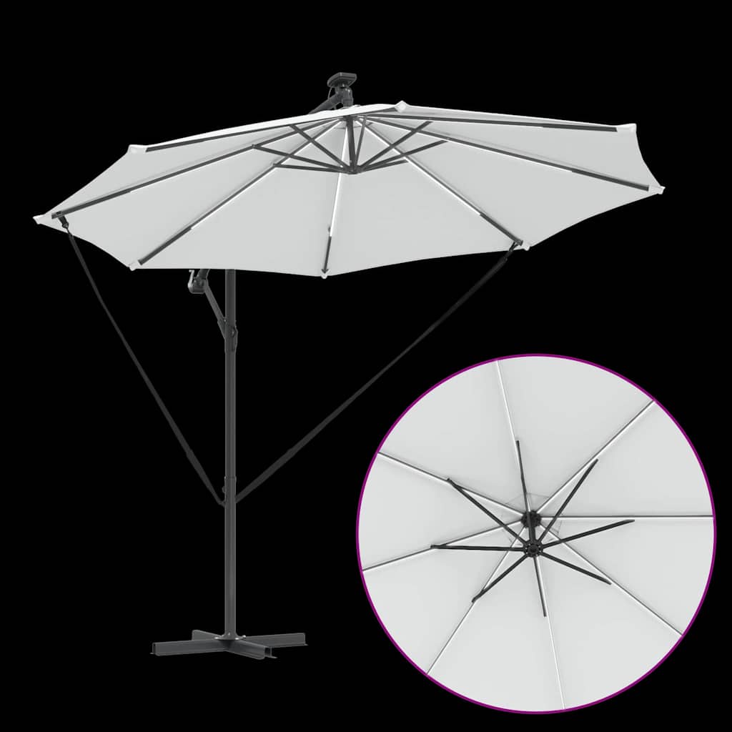 Parasol banana cu brațe cu blocare Nisipiu 294 x 294 x 248 cm GartenMobel Dekor