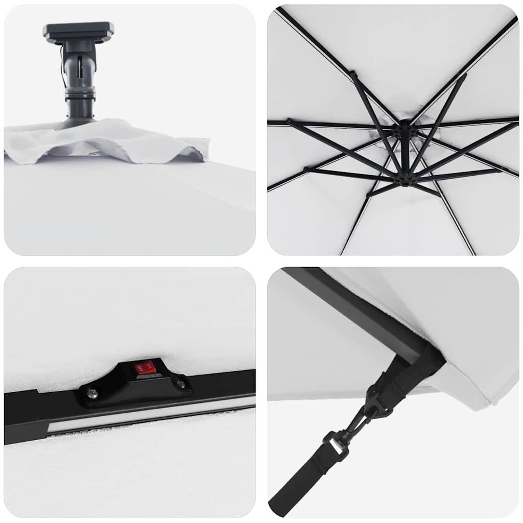 Parasol banana cu brațe cu blocare Nisipiu 294 x 294 x 248 cm GartenMobel Dekor