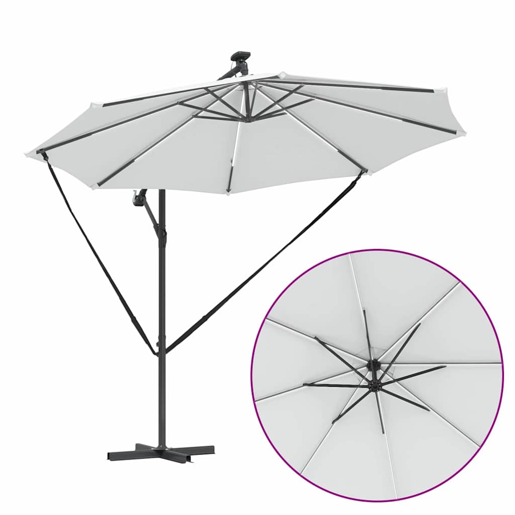 Parasol banana cu brațe cu blocare Nisipiu 294 x 294 x 248 cm GartenMobel Dekor