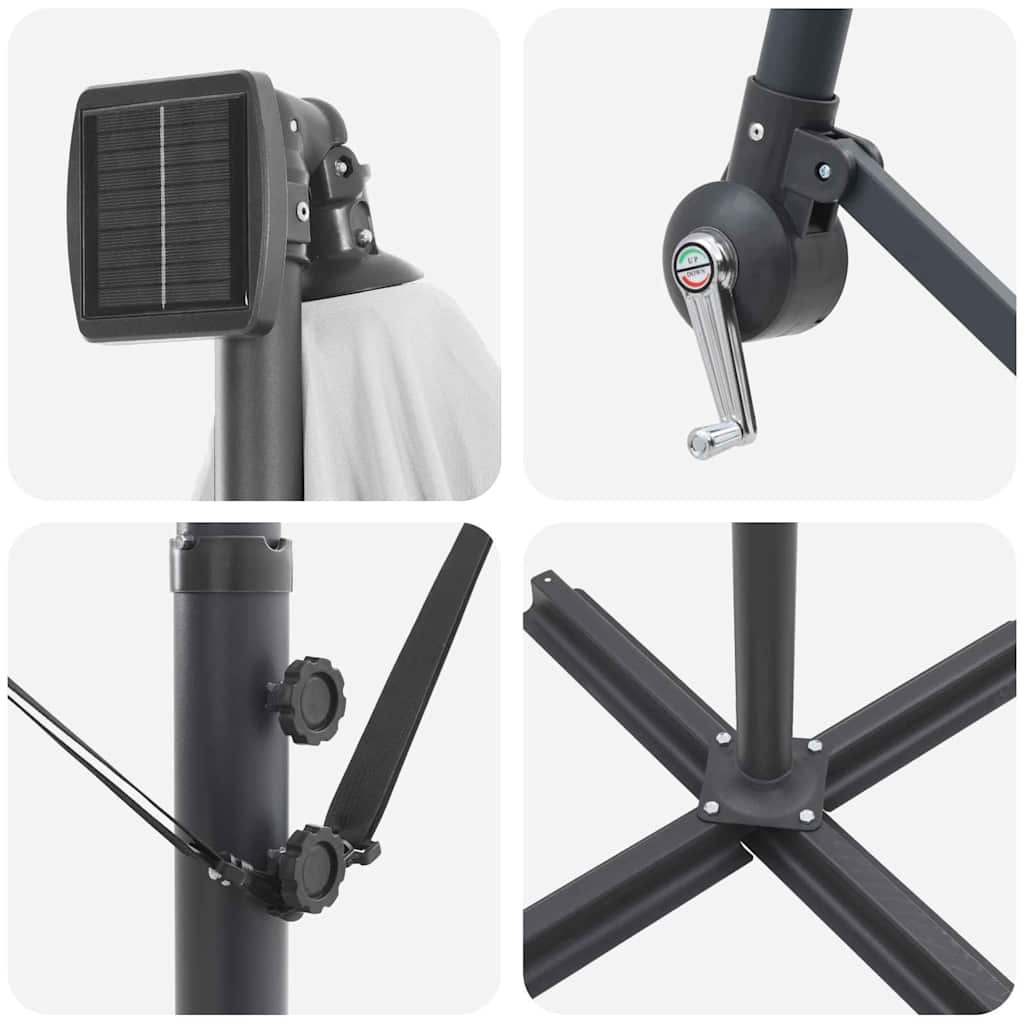 Parasol banana cu brațe cu blocare Nisipiu 294 x 294 x 248 cm GartenMobel Dekor