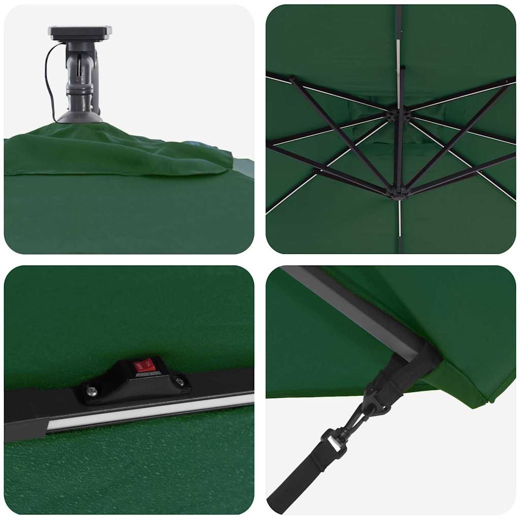 Parasol banana cu brațe cu blocare Verde 249 x 249 x 250 cm GartenMobel Dekor