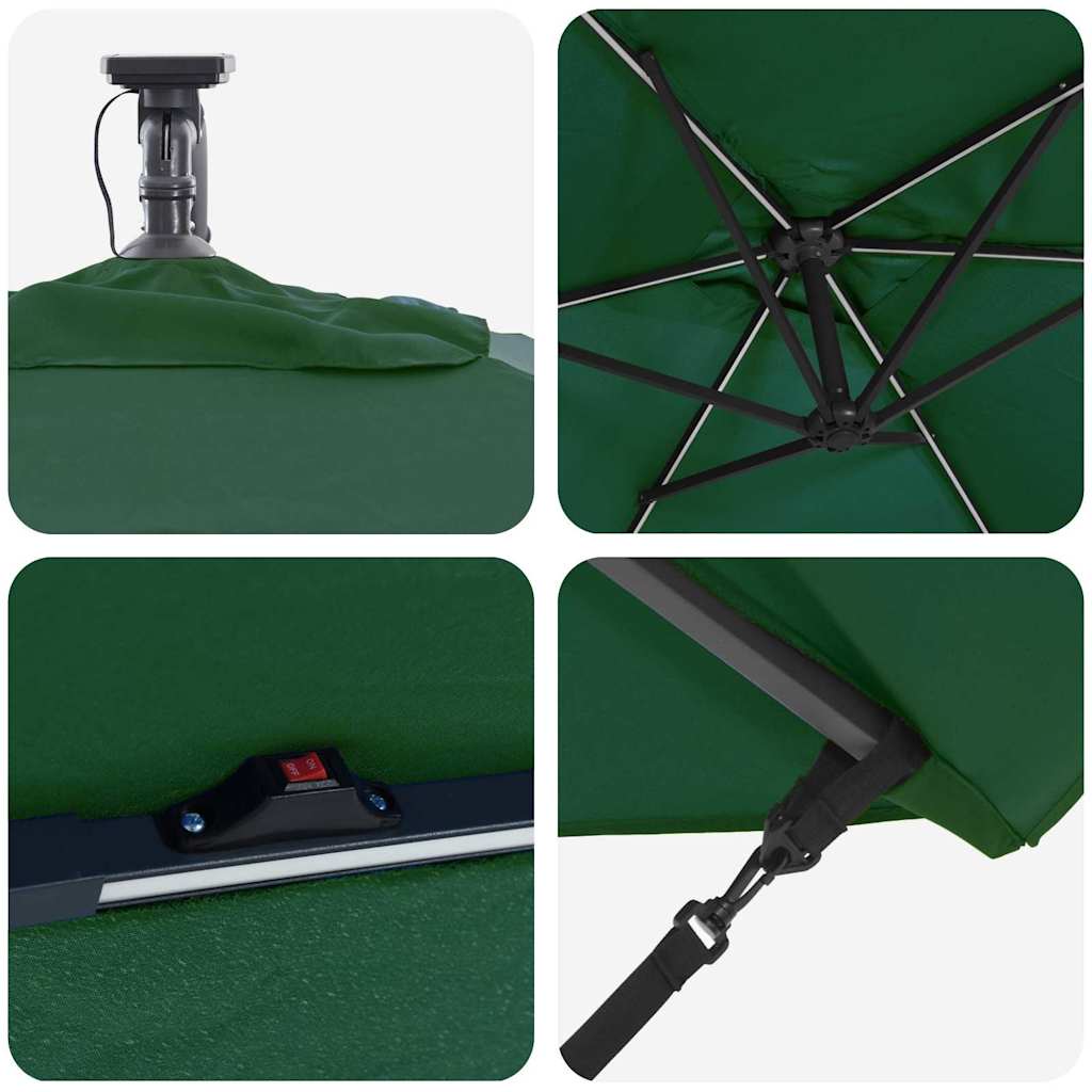 Parasol banana cu brațe cu blocare Verde 294 x 200 x 254 cm GartenMobel Dekor