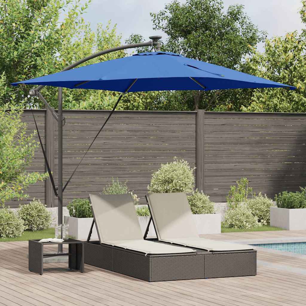 Parasol banana cu brațe cu blocare albastru 249 x 249 x 250 cm GartenMobel Dekor