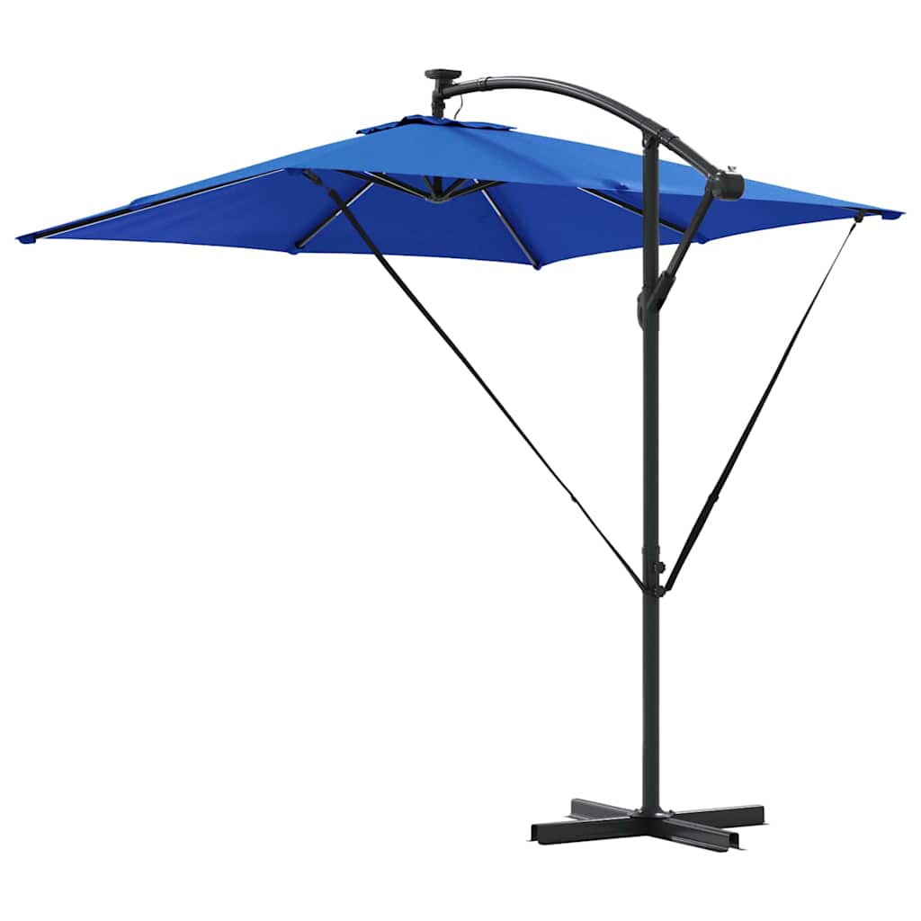 Parasol banana cu brațe cu blocare albastru 249 x 249 x 250 cm GartenMobel Dekor