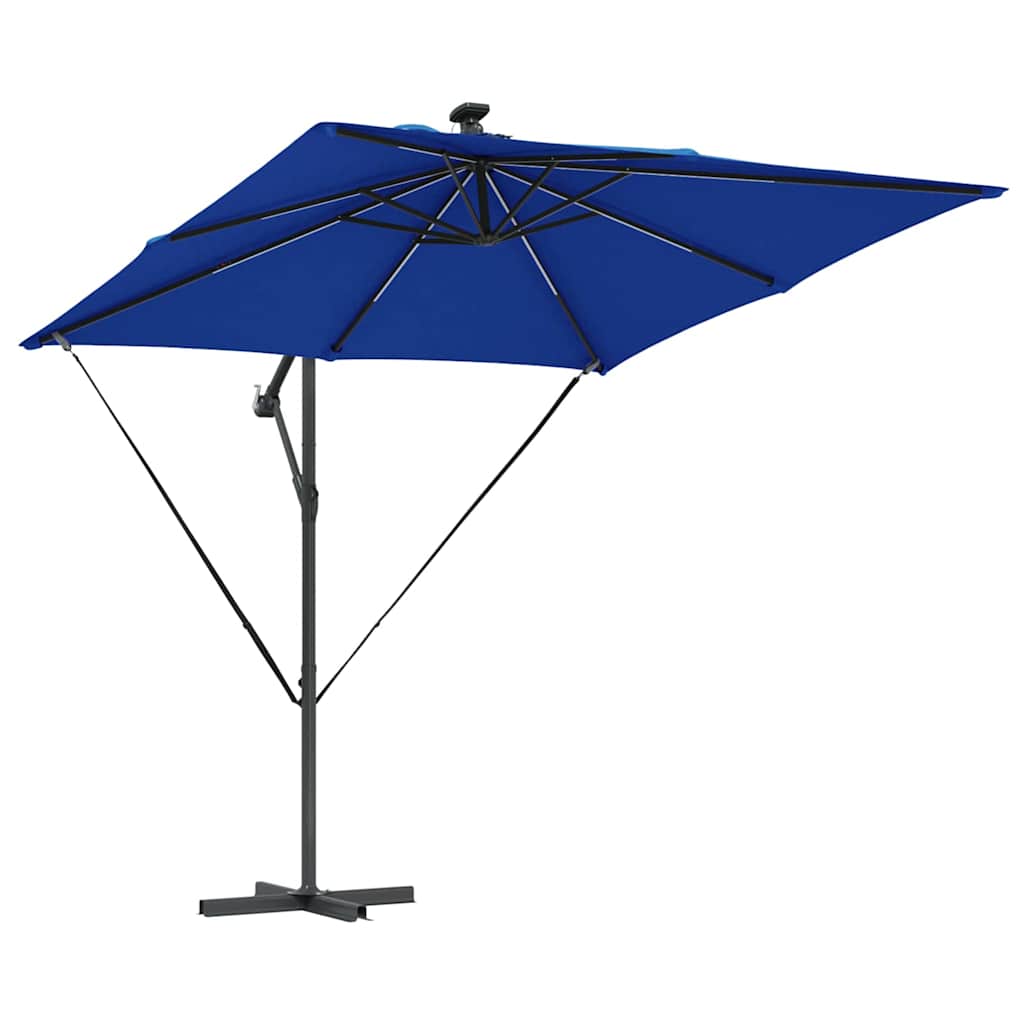 Parasol banana cu brațe cu blocare albastru 249 x 249 x 250 cm GartenMobel Dekor