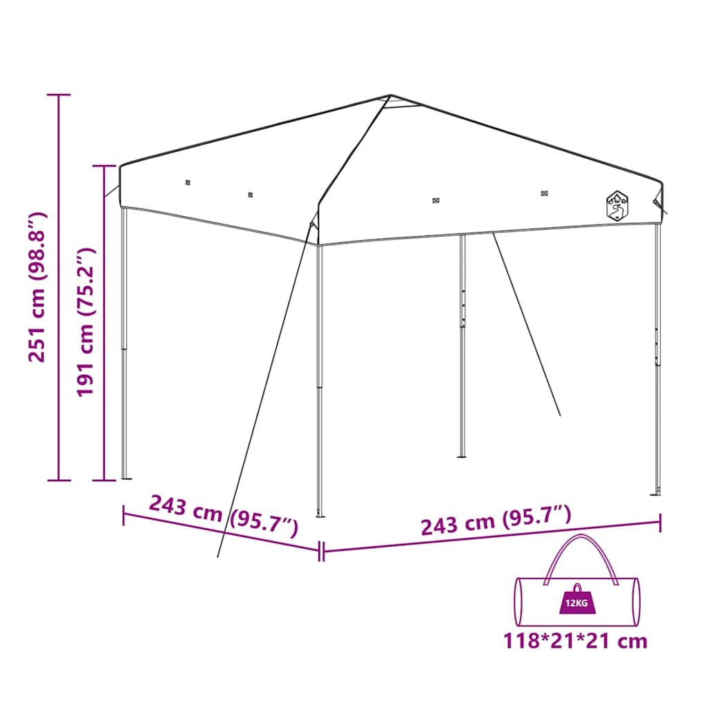 Cort cu Copertină albastru 250 x 250 x 227 / 236 / 245 cm GartenMobel Dekor