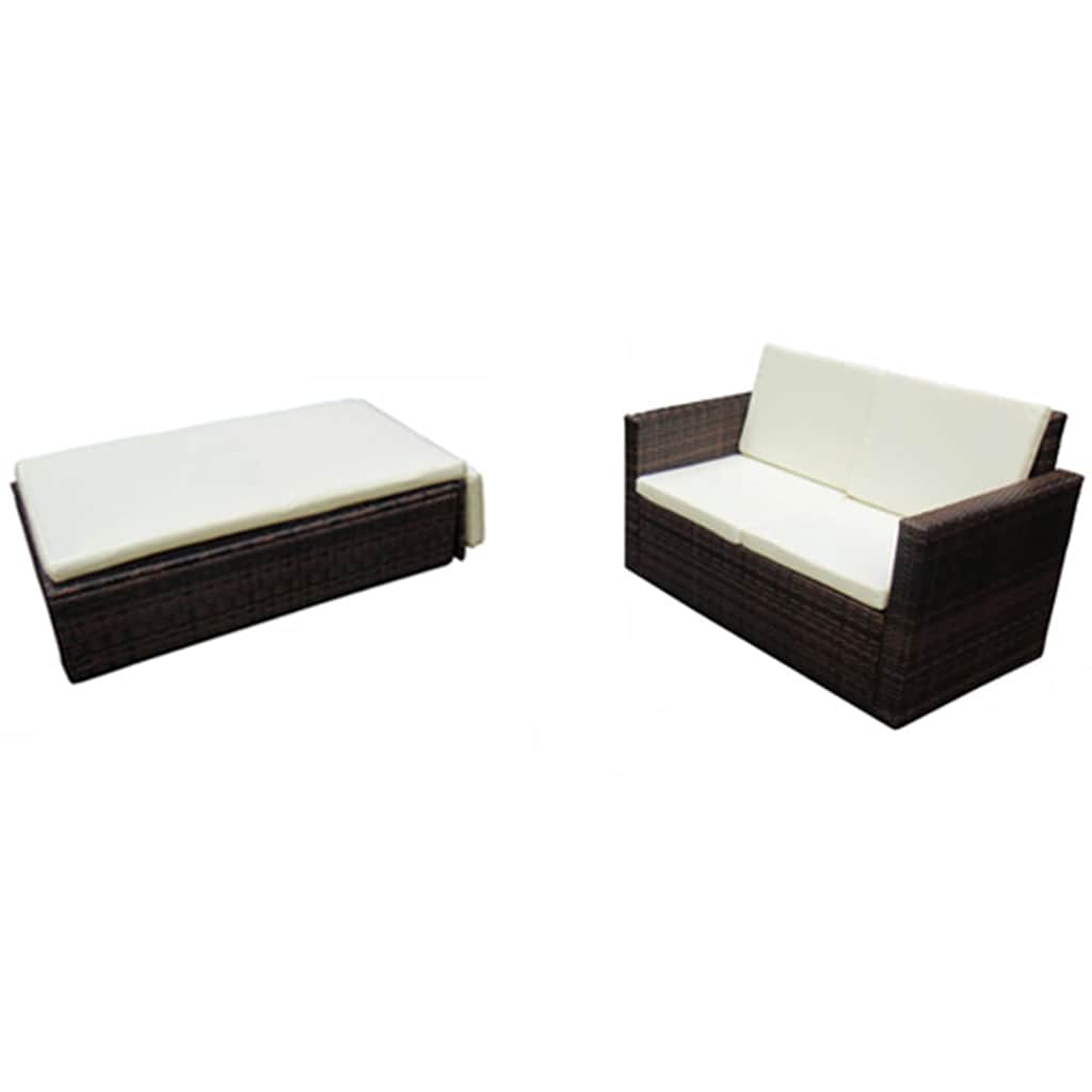 Set mobilier de grădină cu perne, 2 piese, maro, poliratan GartenMobel Dekor