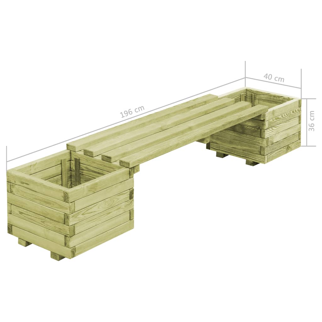 Bancă de grădină cu jardiniere, lemn de pin tratat  GartenMobel Dekor