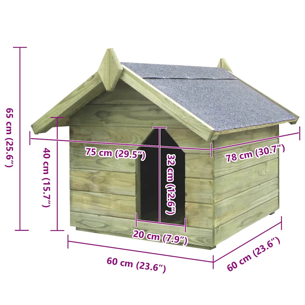 Cușcă de câine grădină, acoperiș detașabil, lemn de pin tratat GartenMobel Dekor
