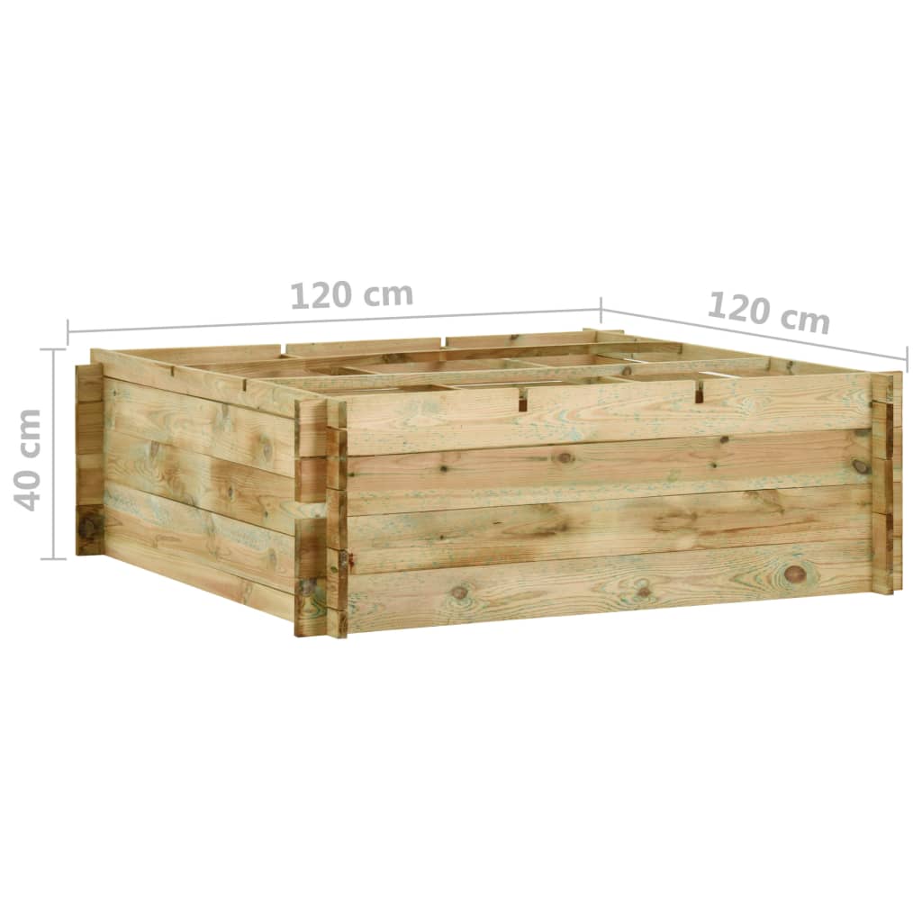 Strat înălțat legume grădină, 120x120x40 cm, lemn de pin tratat GartenMobel Dekor