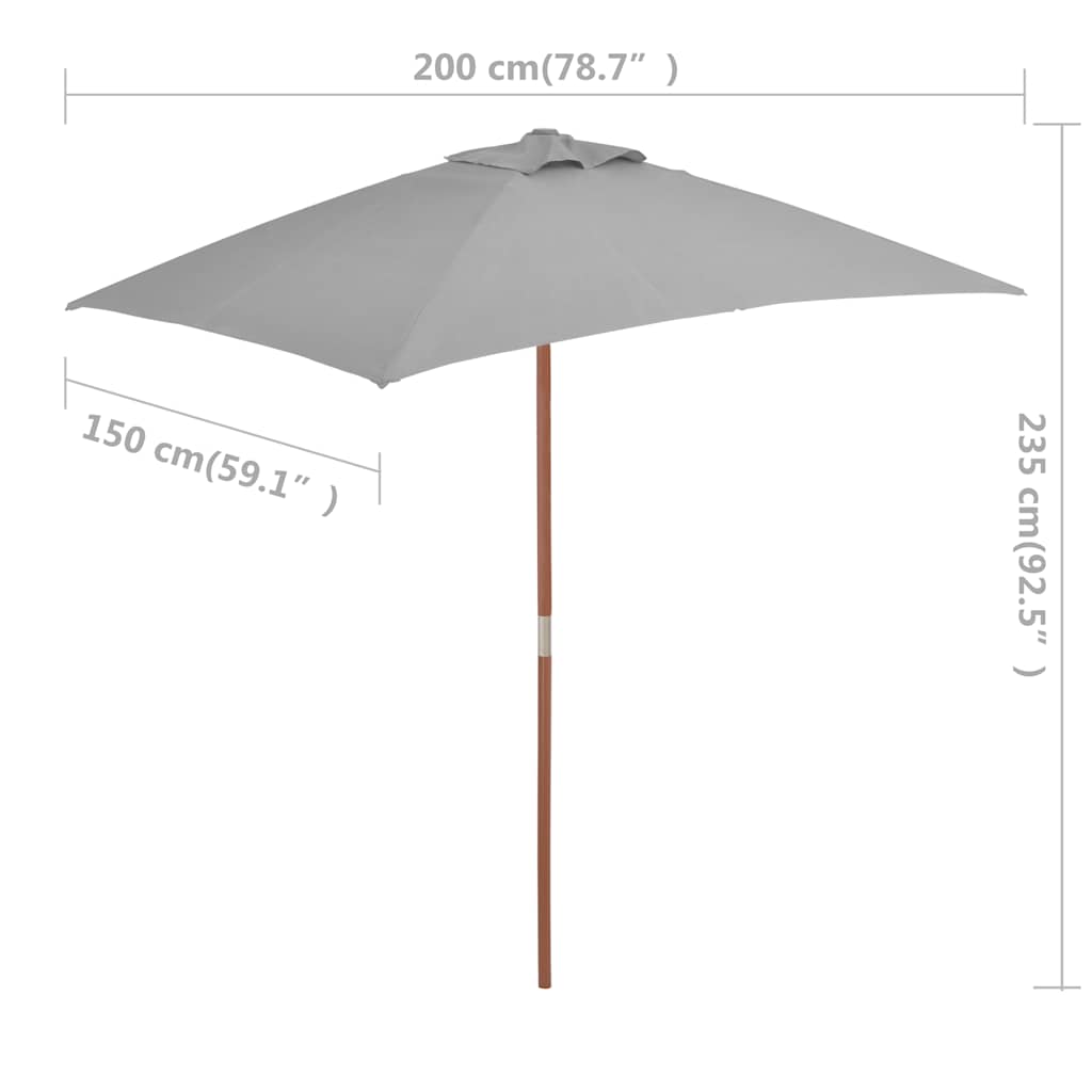 Umbrelă de soare, exterior, stâlp lemn, 150x200 cm, antracit GartenMobel Dekor