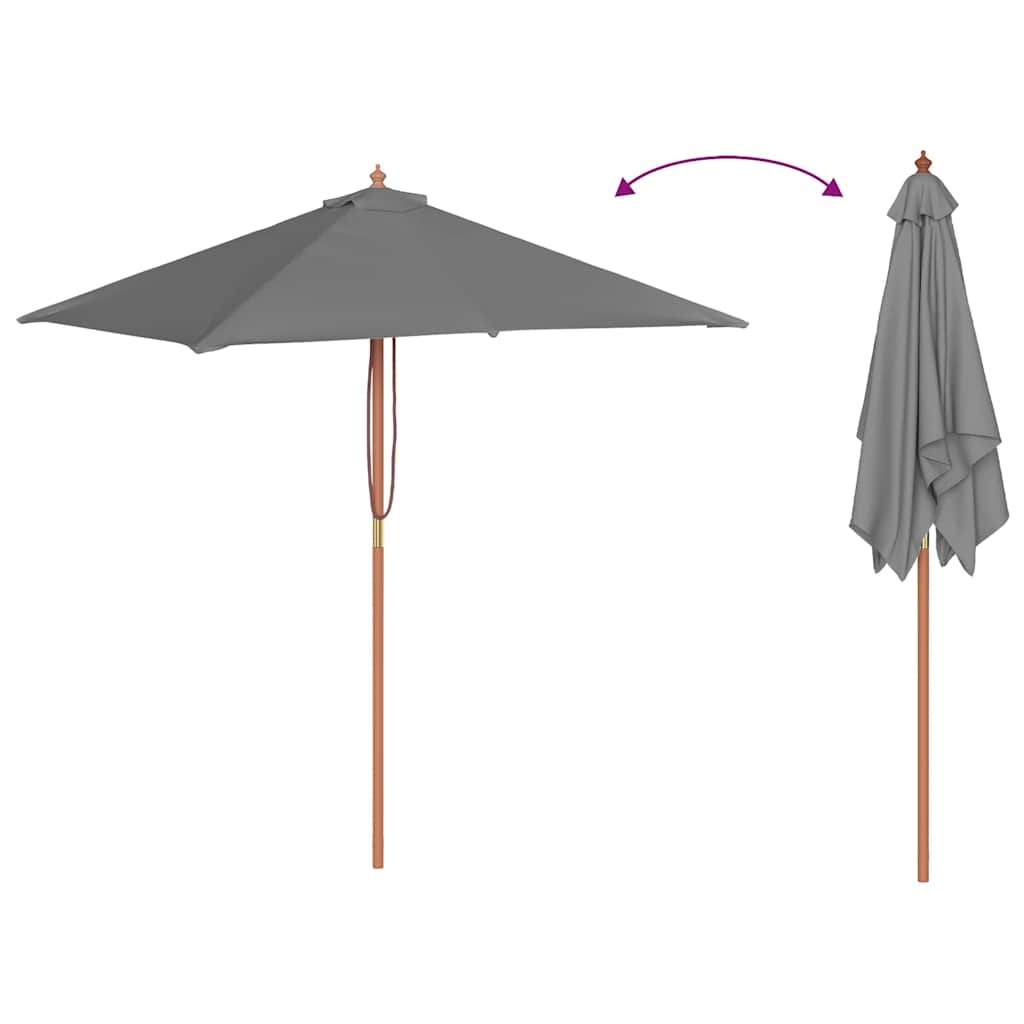 Umbrelă de soare, exterior, stâlp lemn, 150x200 cm, antracit GartenMobel Dekor