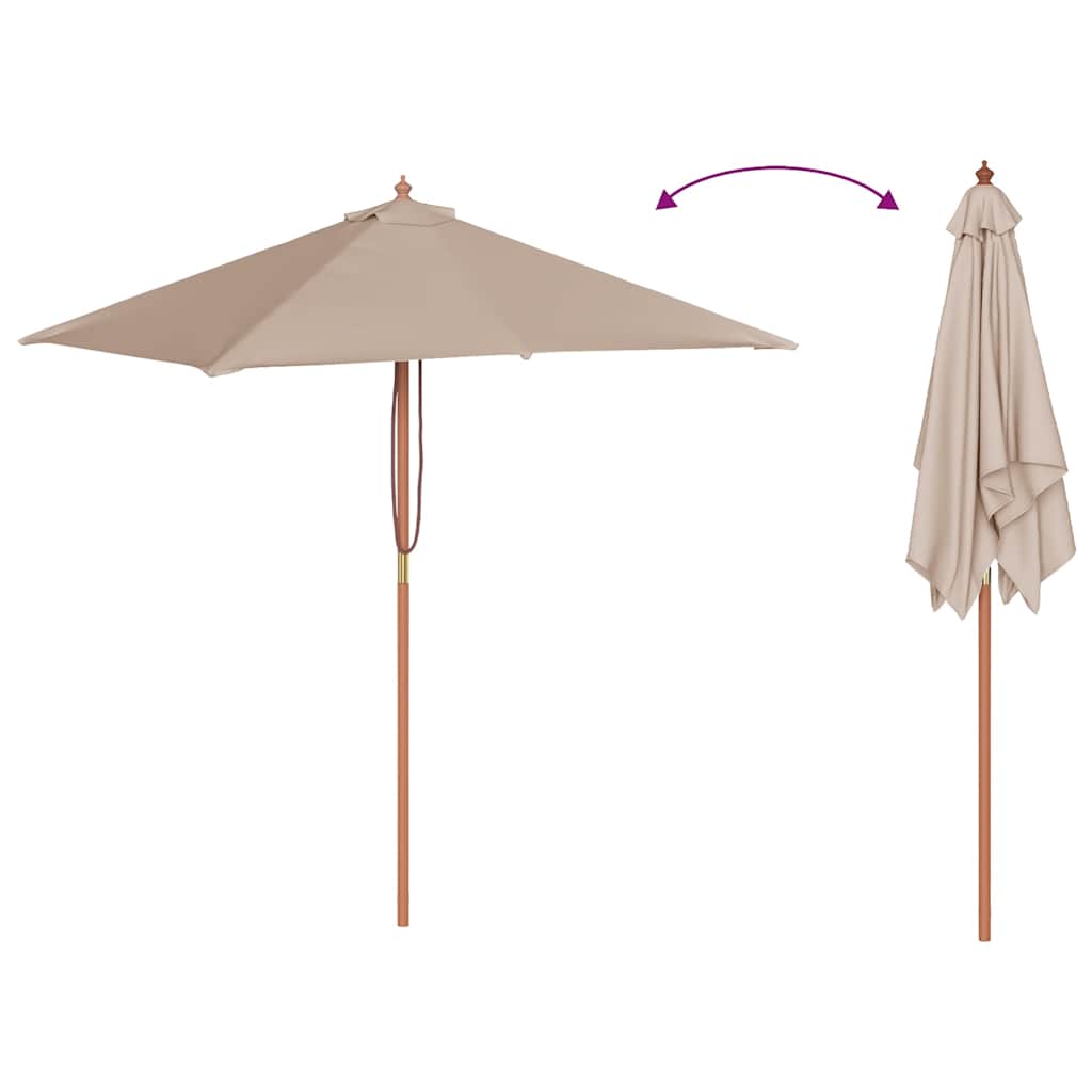 Umbrelă de soare, exterior, stâlp lemn, 150x200 cm, gri taupe GartenMobel Dekor