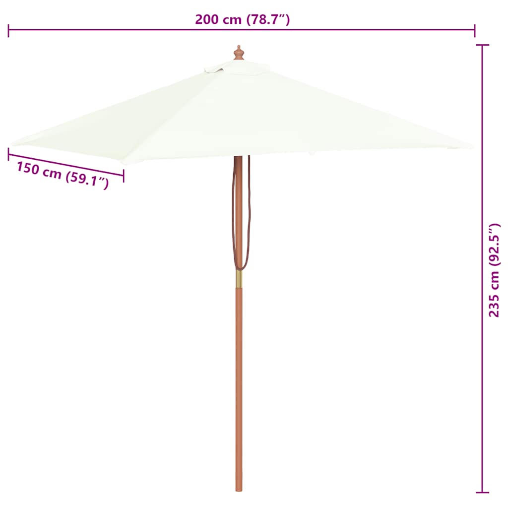 Umbrelă de soare, exterior, stâlp lemn, 150x200 cm, nisipiu GartenMobel Dekor