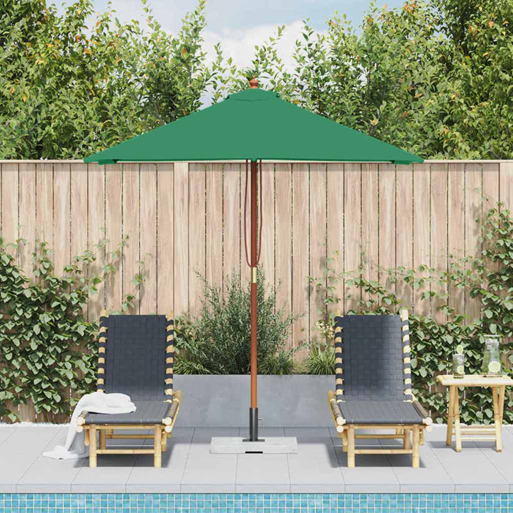 Umbrelă de soare, exterior, stâlp lemn, 150x200 cm, verde GartenMobel Dekor