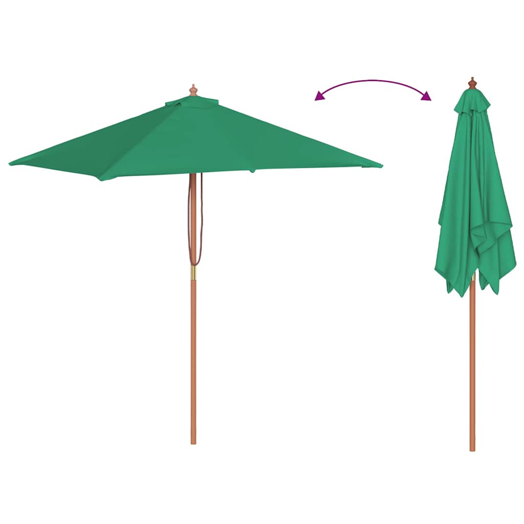 Umbrelă de soare, exterior, stâlp lemn, 150x200 cm, verde GartenMobel Dekor