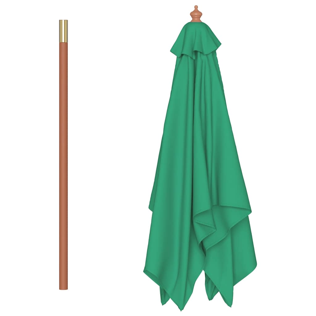 Umbrelă de soare, exterior, stâlp lemn, 150x200 cm, verde GartenMobel Dekor