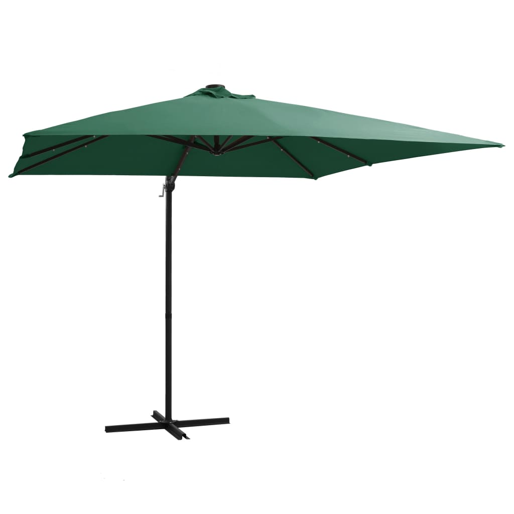 Umbrelă în consolă cu LED, stâlp din oțel, verde, 250x250 cm GartenMobel Dekor