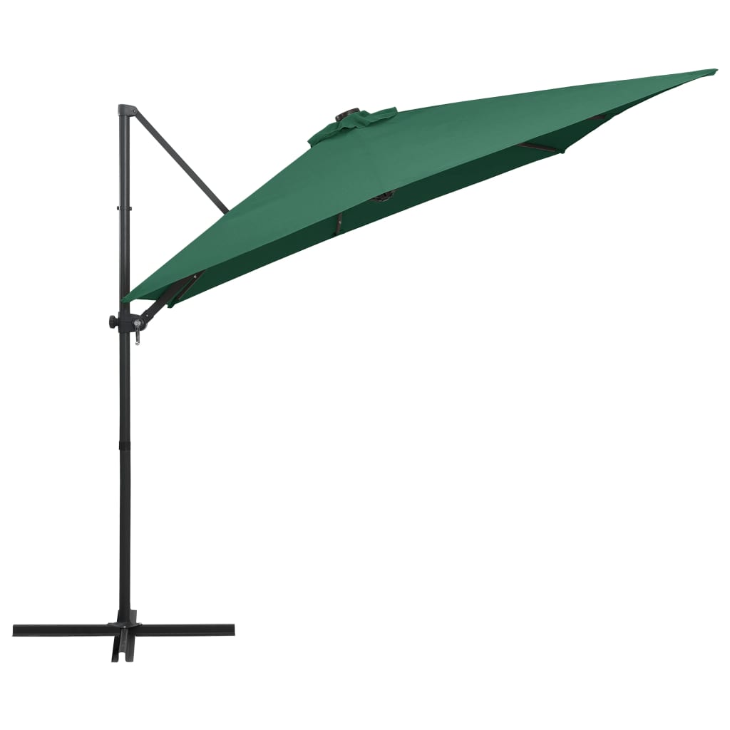 Umbrelă în consolă cu LED, stâlp din oțel, verde, 250x250 cm GartenMobel Dekor