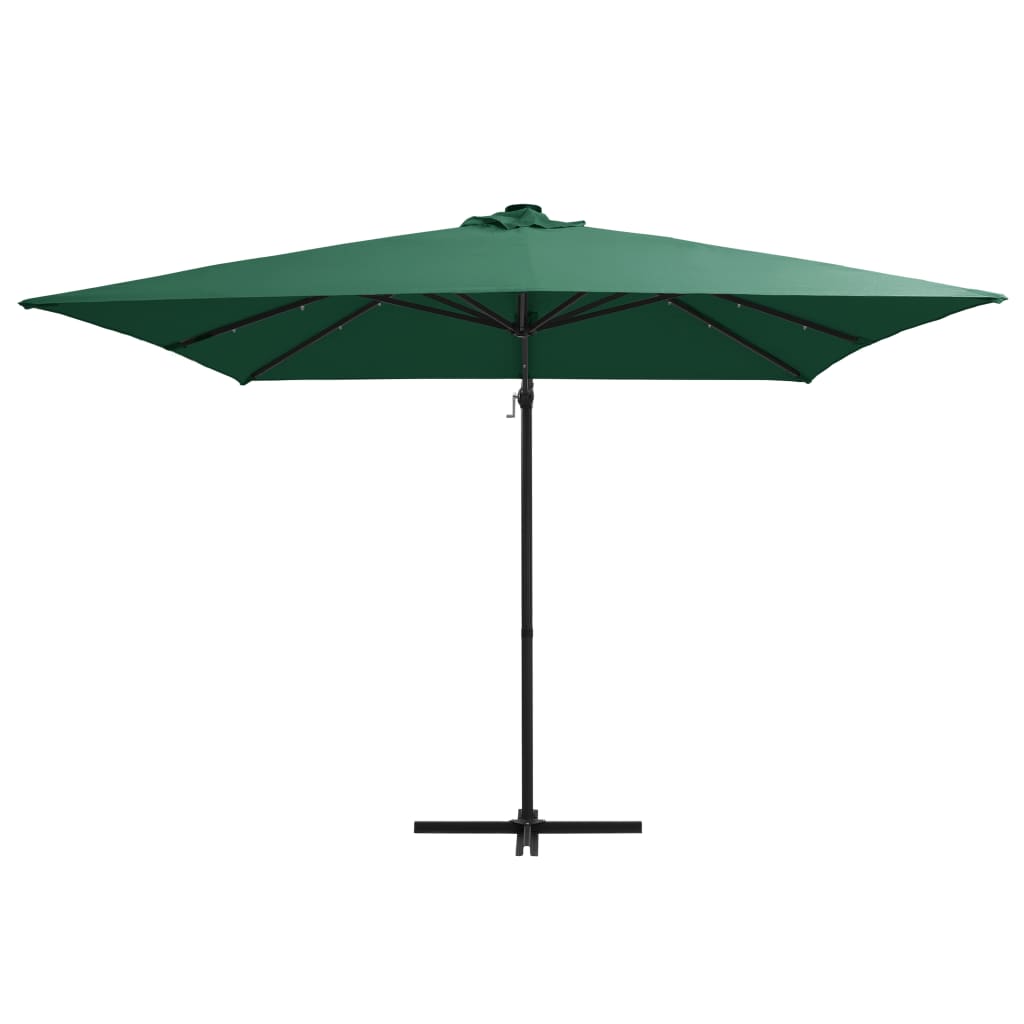 Umbrelă în consolă cu LED, stâlp din oțel, verde, 250x250 cm GartenMobel Dekor