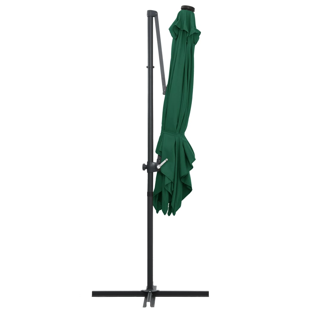 Umbrelă în consolă cu LED, stâlp din oțel, verde, 250x250 cm GartenMobel Dekor