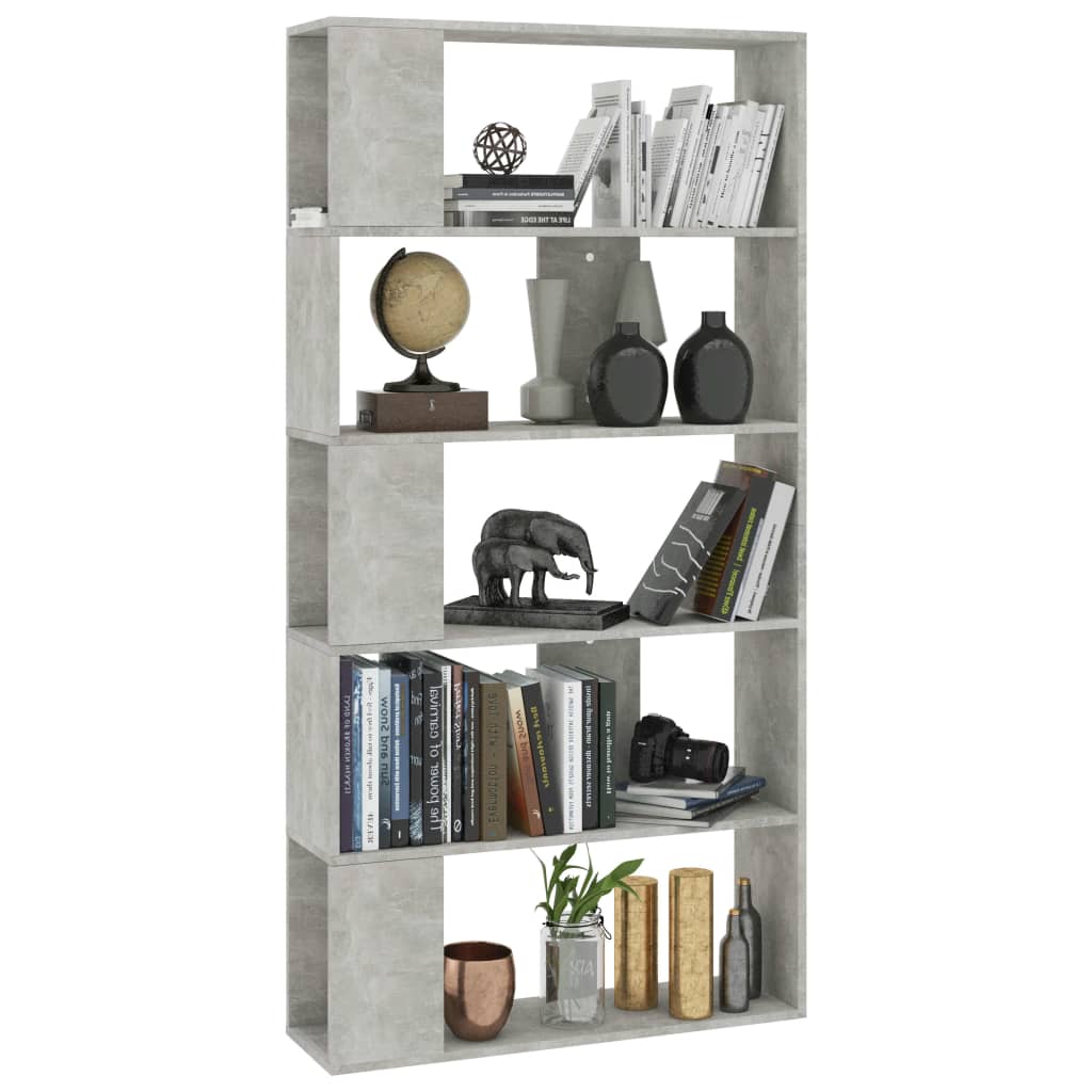 Bibliotecă/Separator, gri beton, 80x24x159 cm, lemn prelucrat GartenMobel Dekor