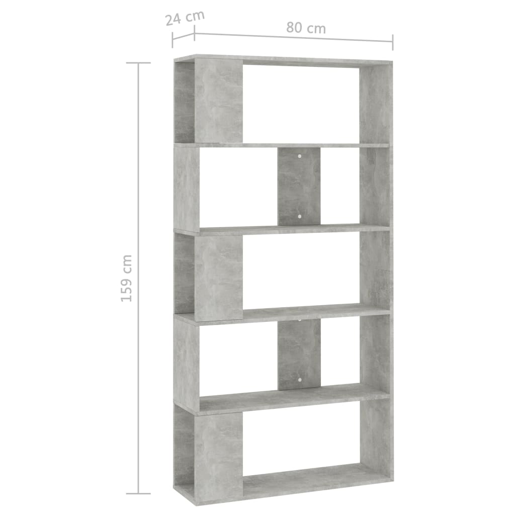 Bibliotecă/Separator, gri beton, 80x24x159 cm, lemn prelucrat GartenMobel Dekor