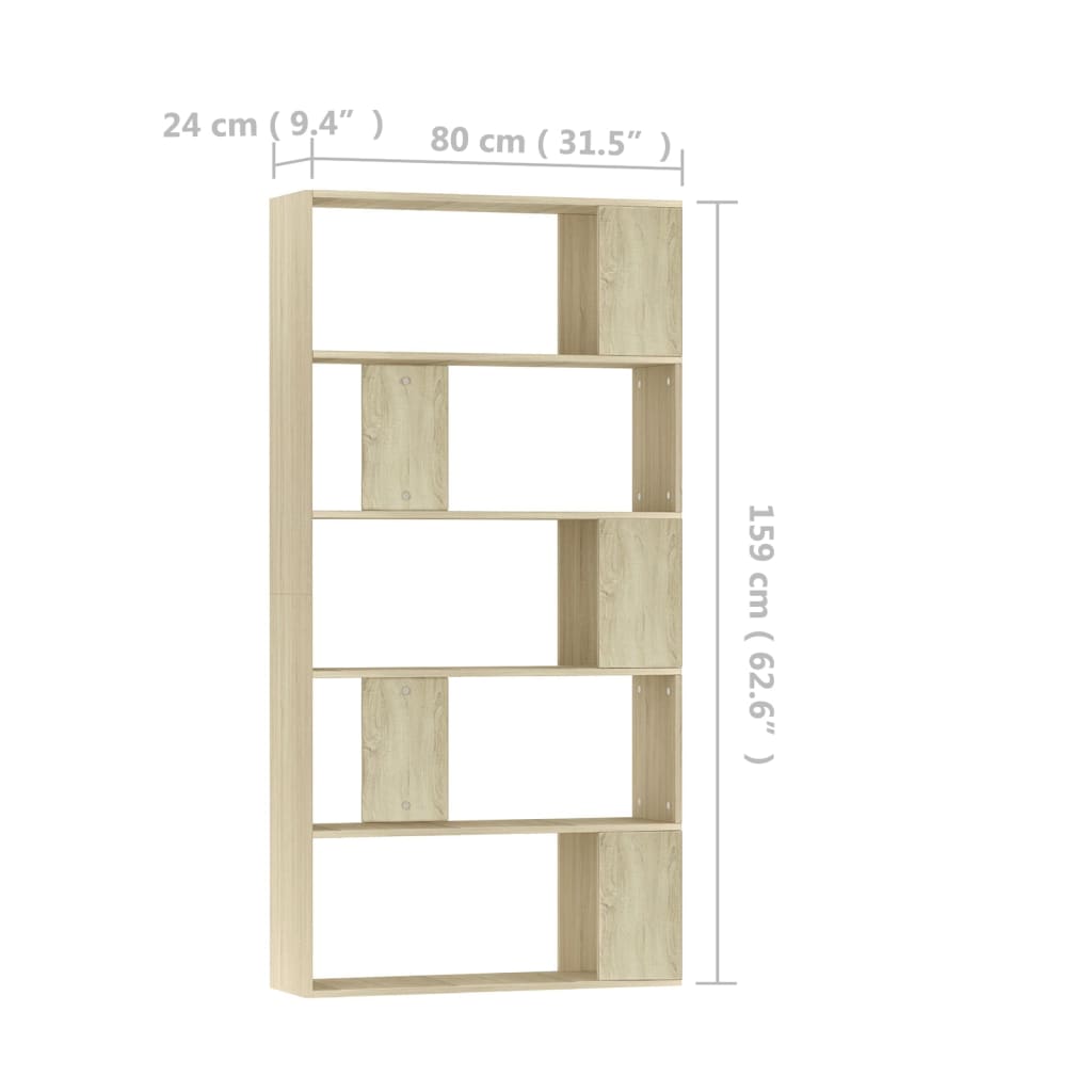 Bibliotecă/Separator, stejar sonoma 80x24x159 cm lemn prelucrat GartenMobel Dekor